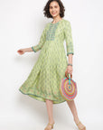 Mint Green Printed A-line Dress