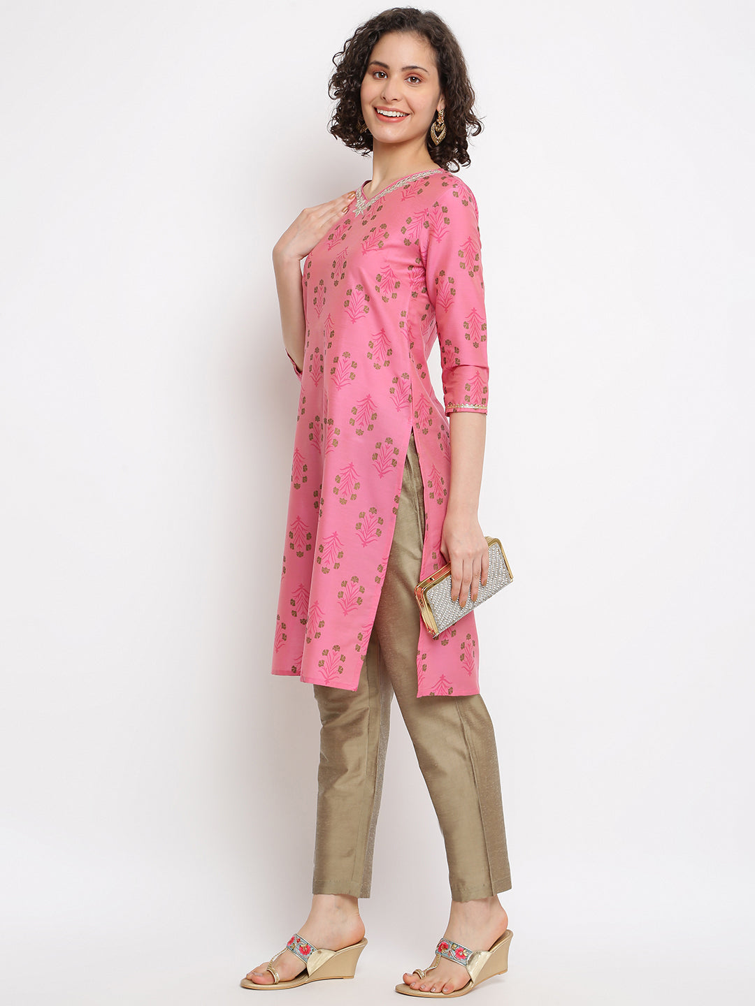 Gota-Patti Pink Straight Kurta