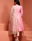 Light Pink Kalidar Embroidered Kurta Set