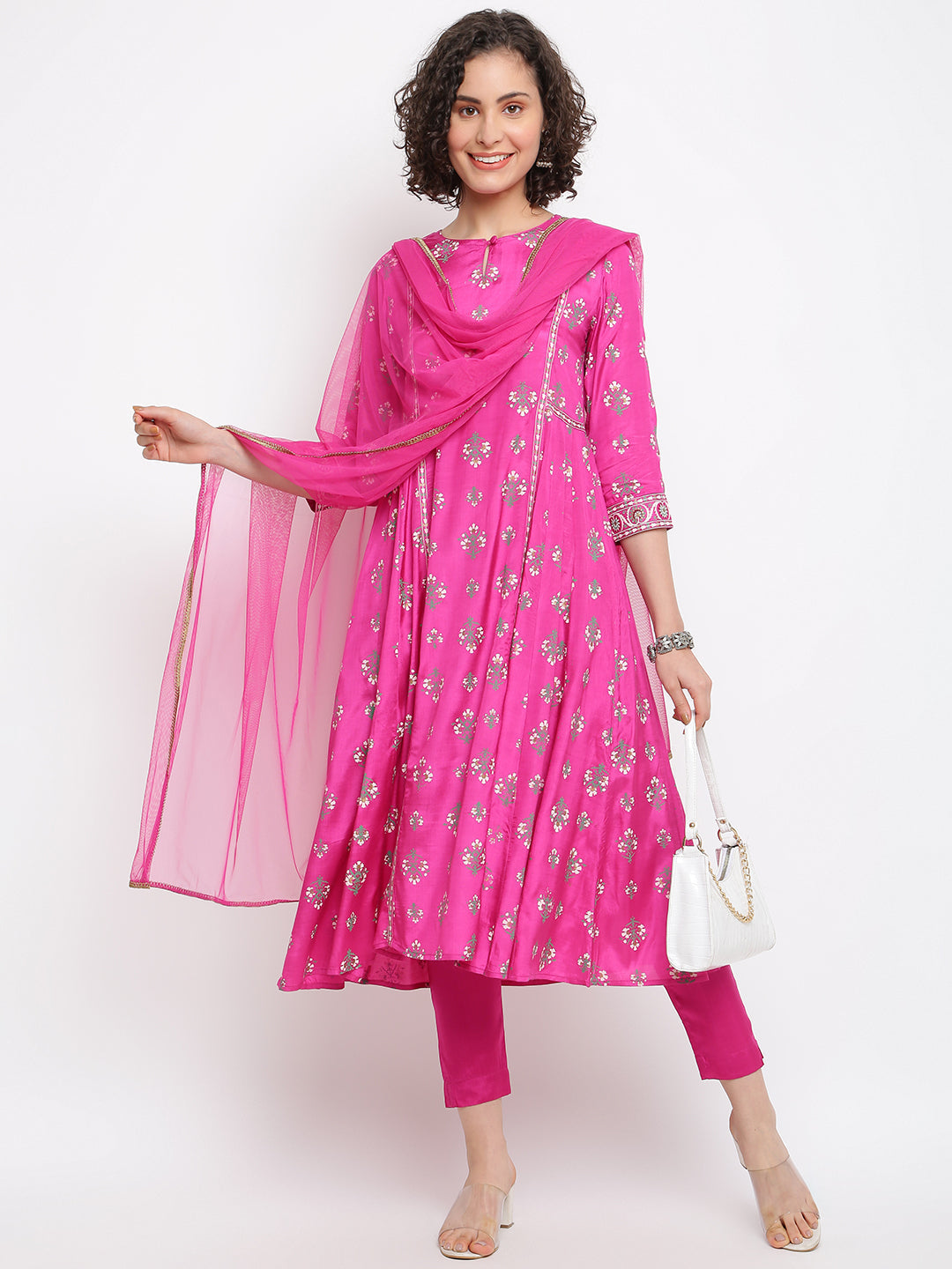Printed Pink  Anarkali Suit