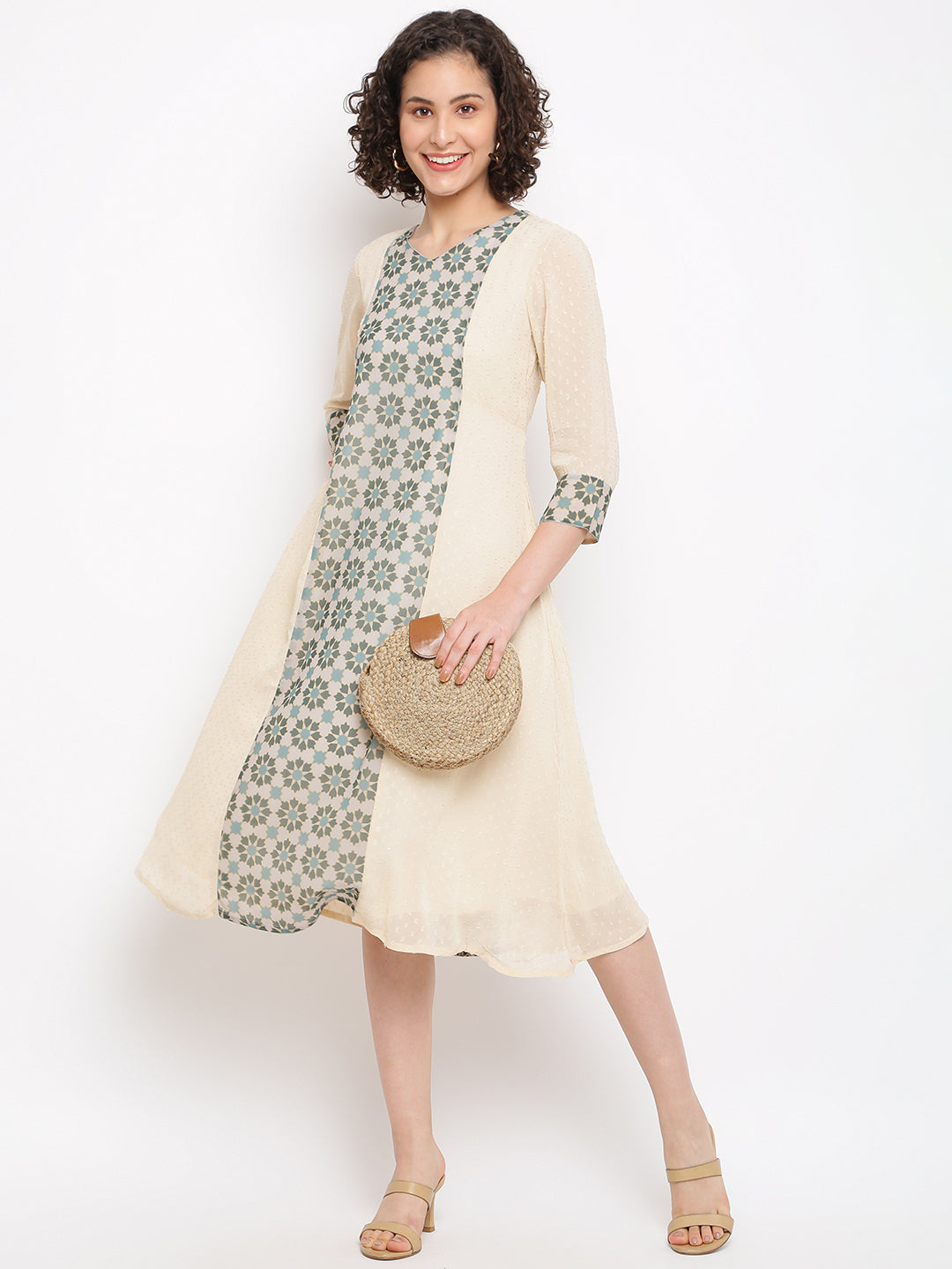 Off-white A-line Printed Dress