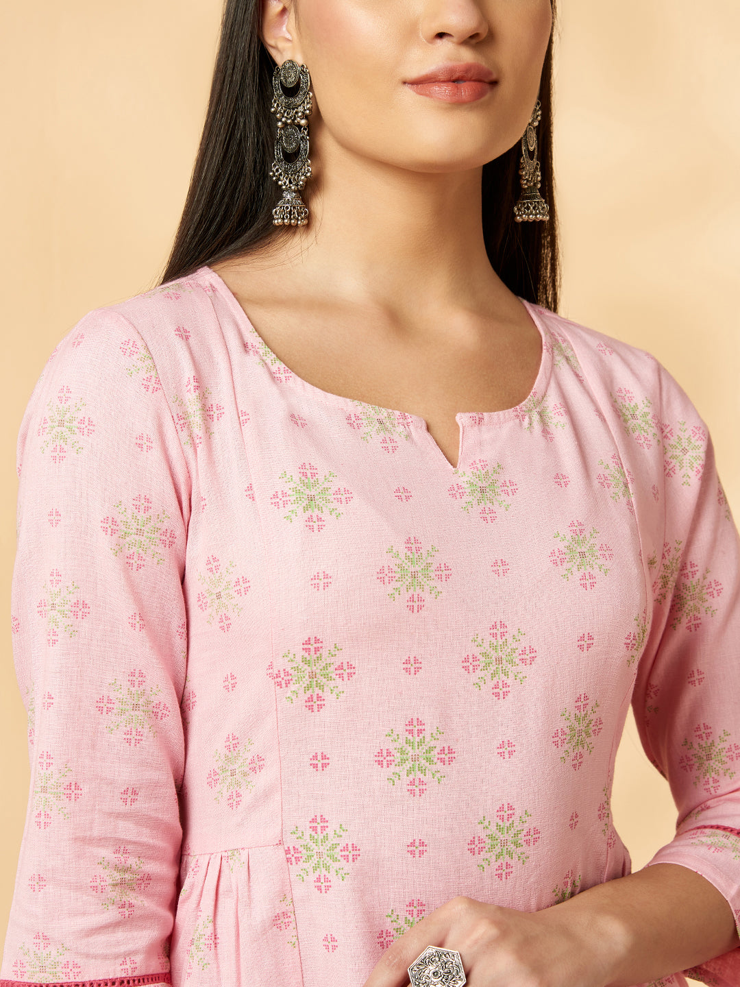 Pink Printed Kurta Set