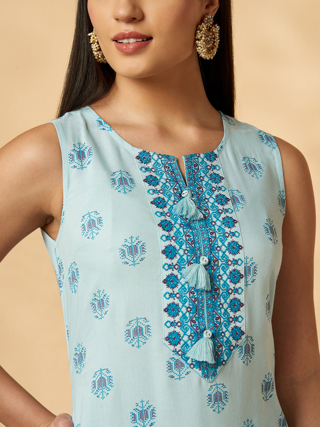 Light Blue Printed Kurta Set
