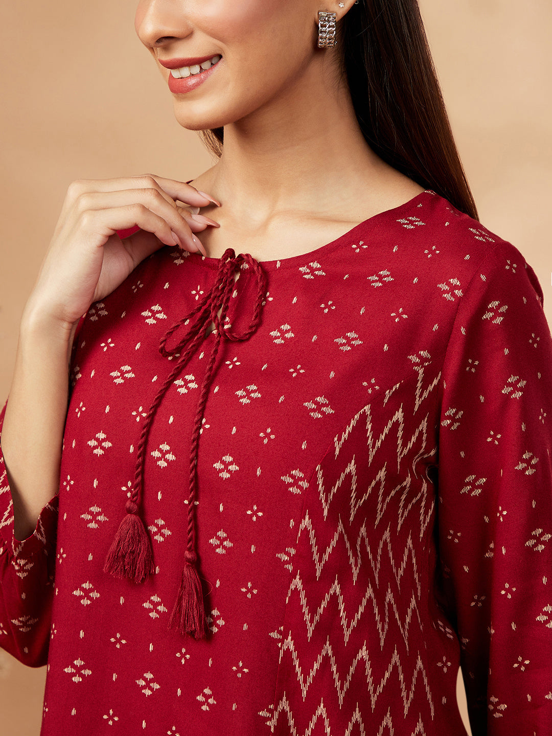 Printed Maroon Top