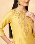 Yellow Embroidered  Kurta  Set
