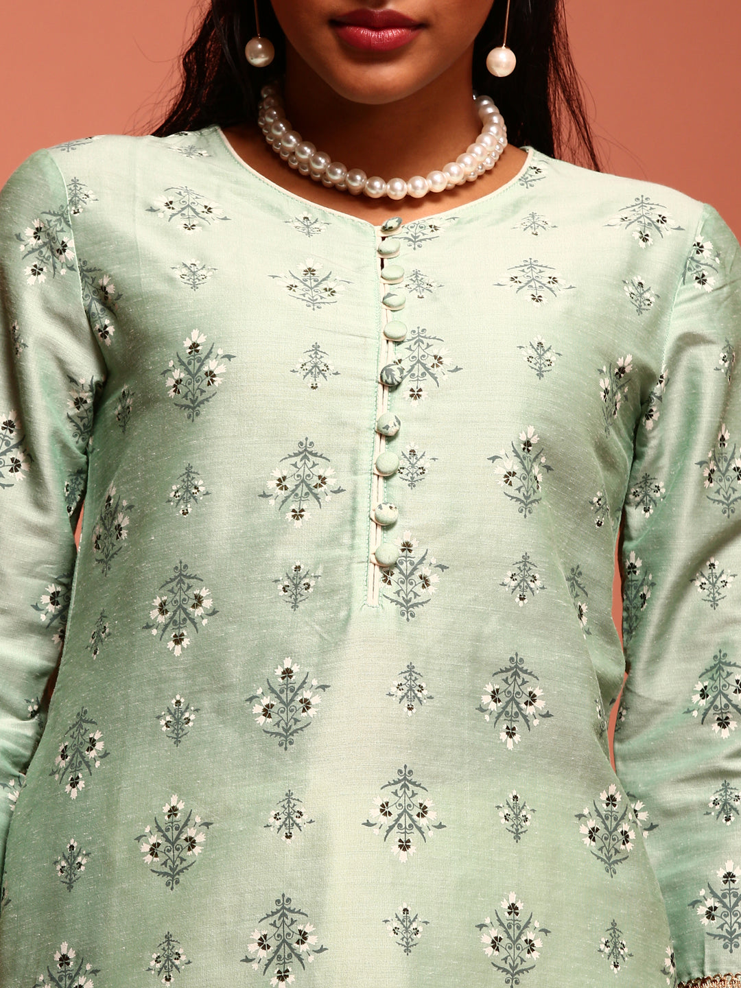 Mint Printed Kurta Set