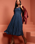 Indigo Kalidar Printed Sleeveless Dress
