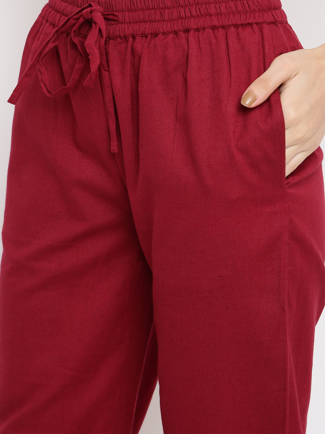 Solid Maroon Ethnic Straight Pant