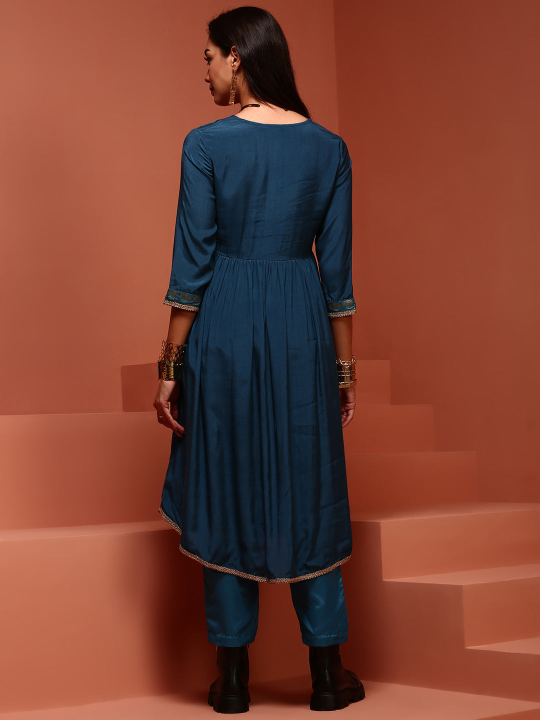 Teal Shantoon Gathered Kurta