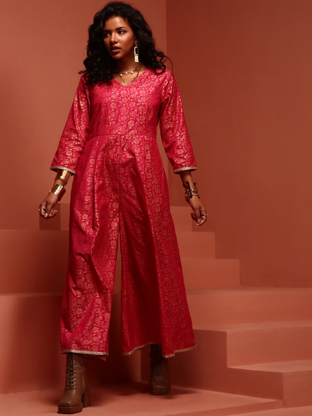 Fuchsia Printed Jumpsuit