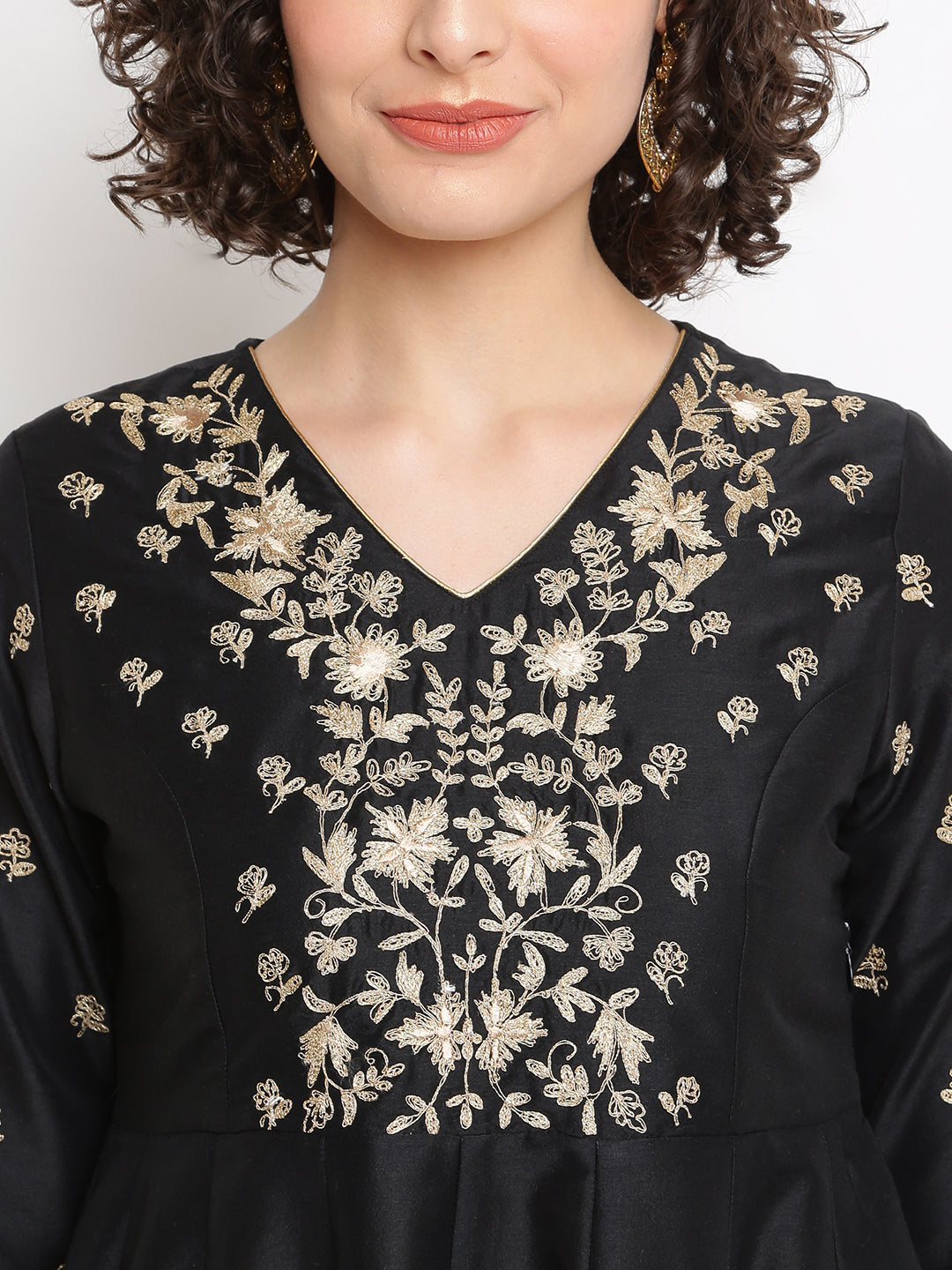 Black Embroidered Kurta Set