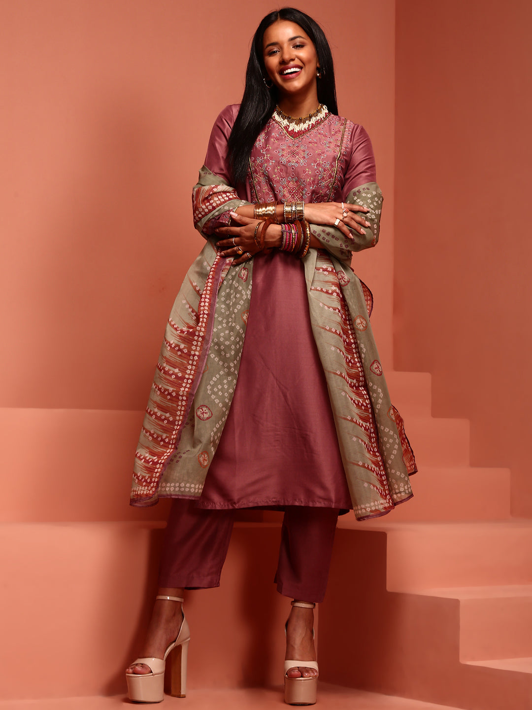 Rose Pink Embroidered Kurta Set