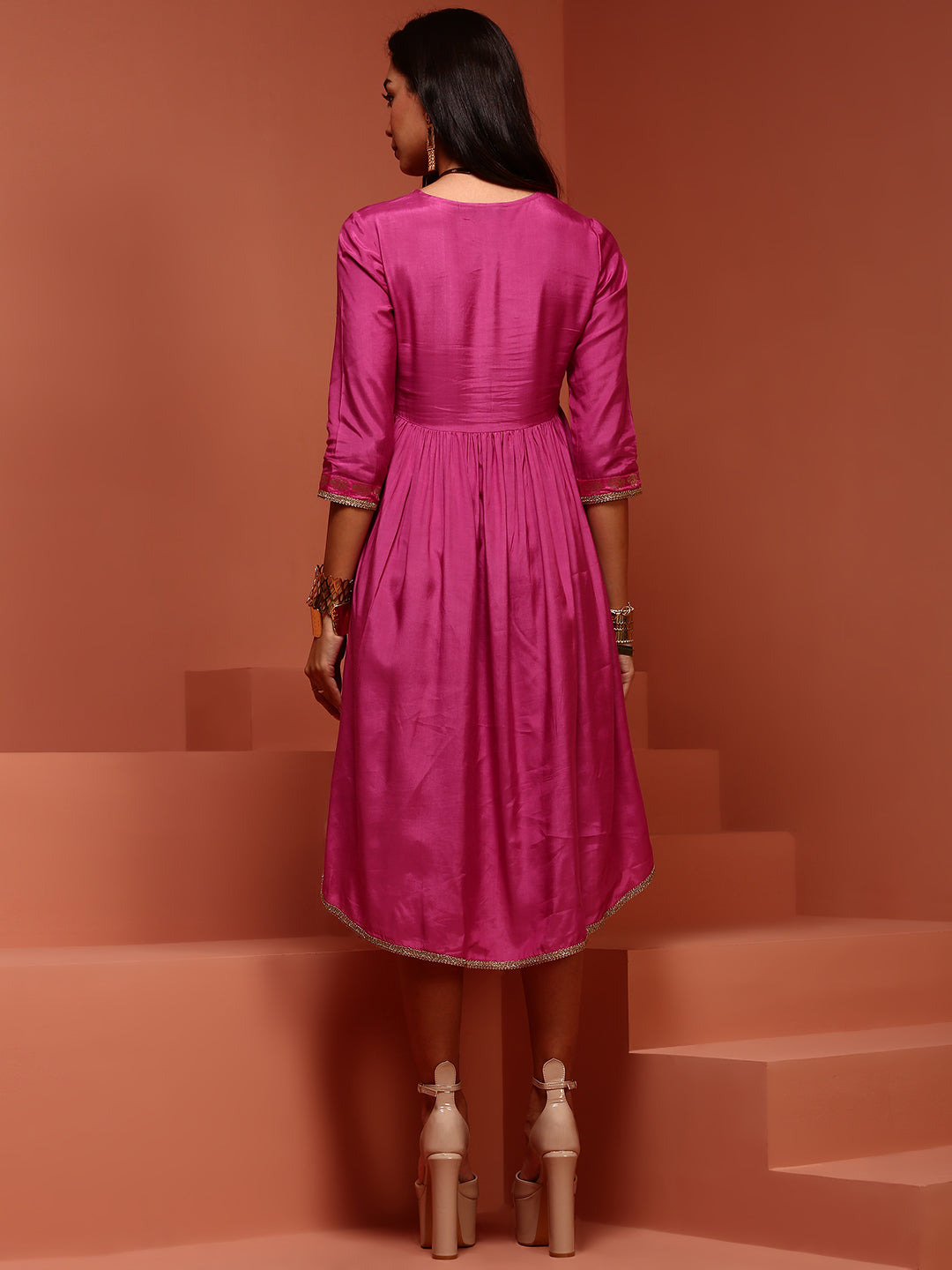 Pink Shantoon Gathered Kurta