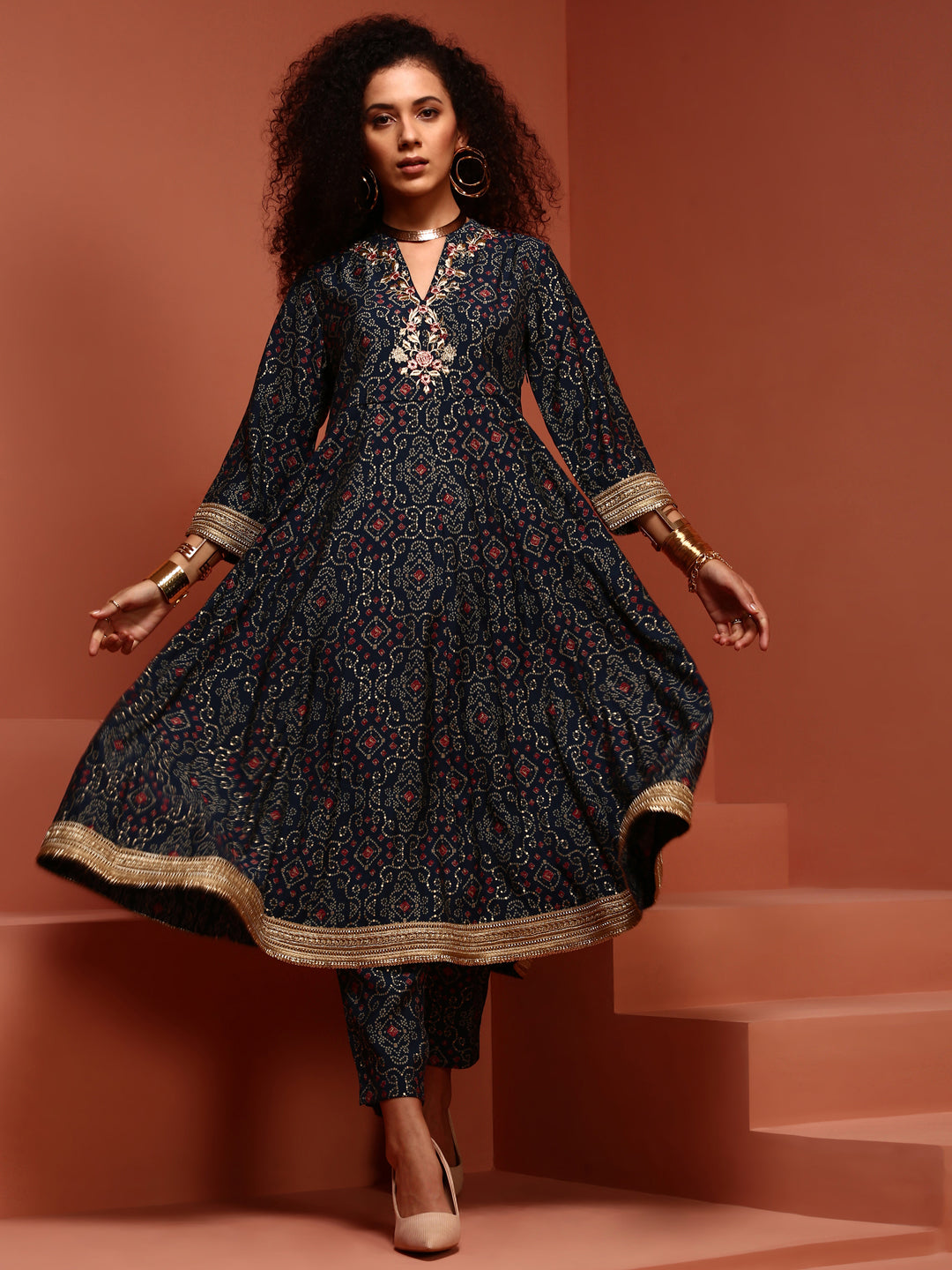 Anarkali Navy Blue Kurta Set