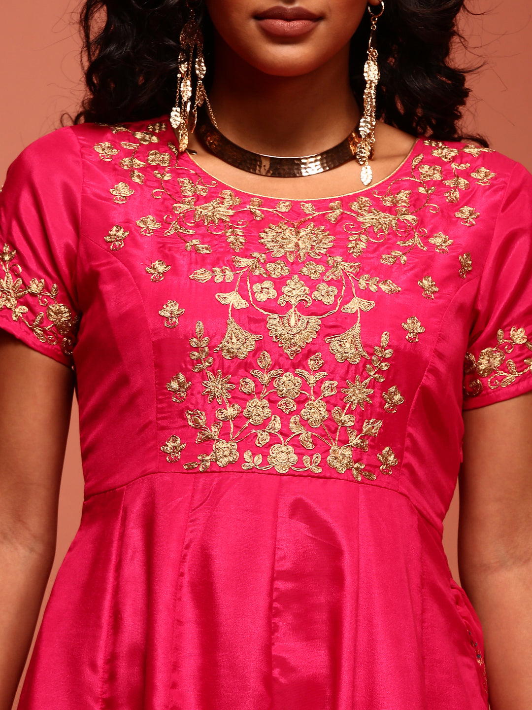 Fuchsia Embroidered Dress