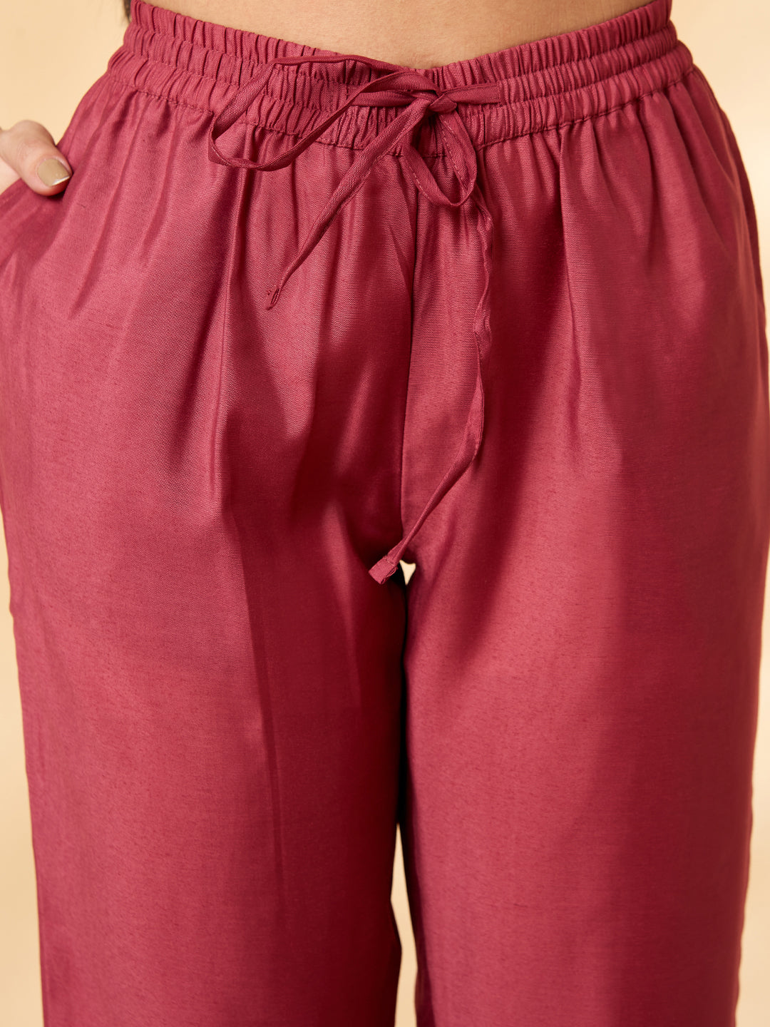 Wine Embroidered Co-ord Set