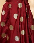 Indo-western Beige & Maroon Flared Skirt Set