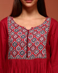 Red Printed Flared Top