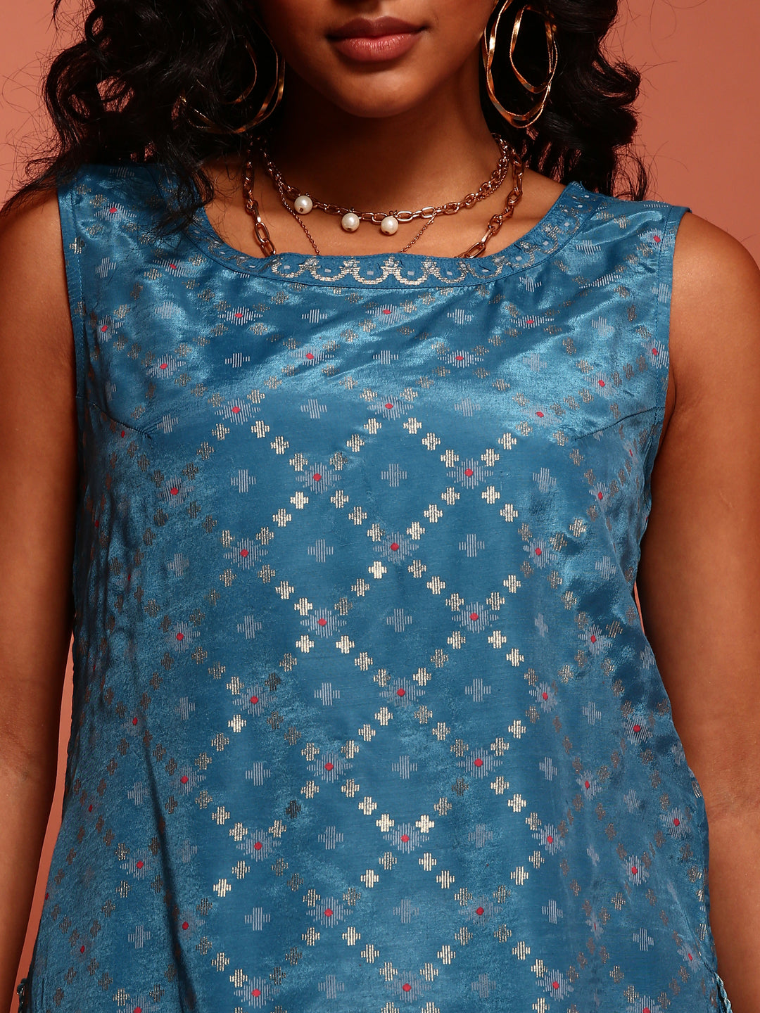 Blue Printed Shantoon Kurta Set