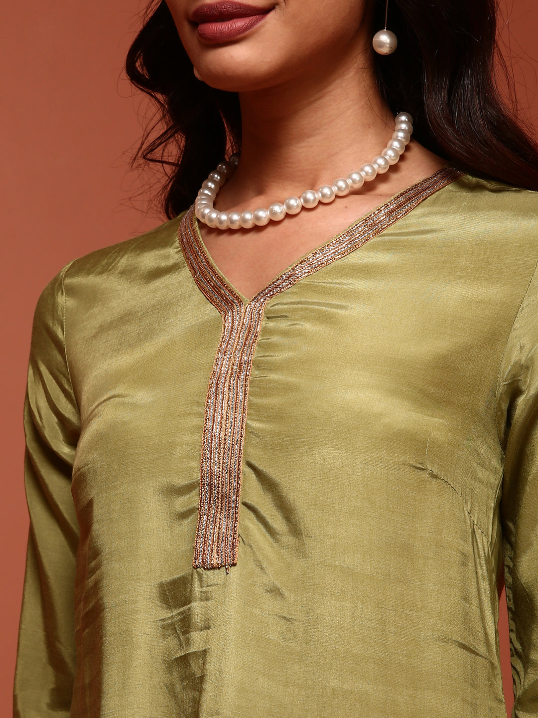 Green Solid Shantoon Kurta Set