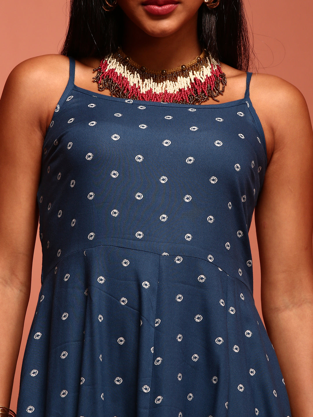 Indigo Kalidar Printed Sleeveless Dress